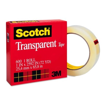 Scotch® Transparent Tape, 1 X 72yds, 3 Core, Clear